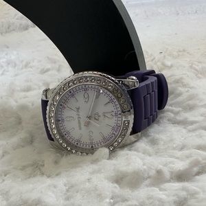 Juicy Couture with 38X38 MM Silvertone Silicone Band Strap